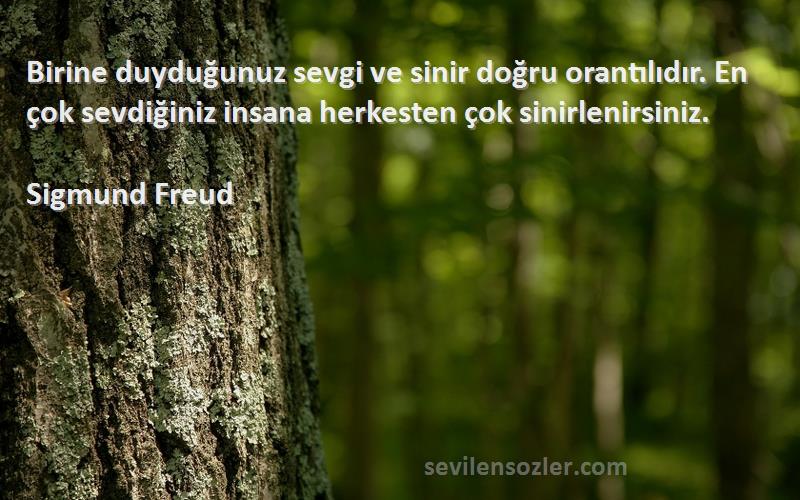 Sigmund Freud Sözleri 
Birine duyduğunuz sevgi ve sinir doğru orantılıdır. En çok sevdiğiniz insana herkesten çok sinirlenirsiniz.
