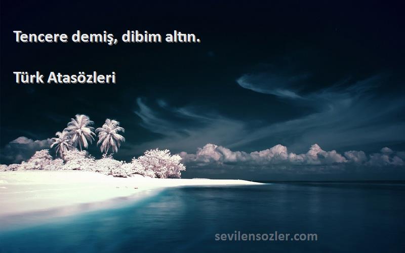 Türk Atasözleri Sözleri 
Tencere demiş, dibim altın.