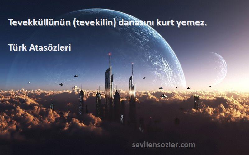 Türk Atasözleri Sözleri 
Tevekküllünün (tevekilin) danasını kurt yemez.