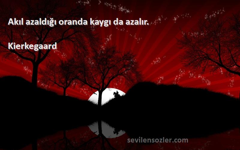 Kierkegaard Sözleri 
Akıl azaldığı oranda kaygı da azalır.