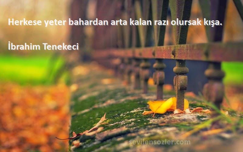 İbrahim Tenekeci Sözleri 
Herkese yeter bahardan arta kalan razı olursak kışa.