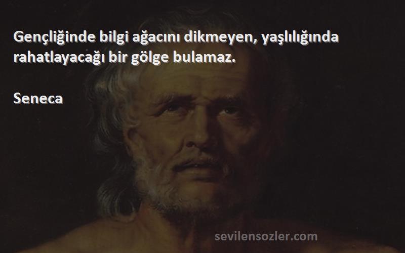 Seneca Sözleri 
Gençliğinde bilgi ağacını dikmeyen, yaşlılığında rahatlayacağı bir gölge bulamaz.