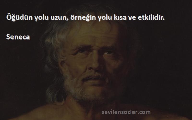 Seneca Sözleri 
Öğüdün yolu uzun, örneğin yolu kısa ve etkilidir.