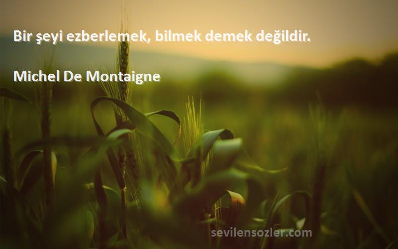 Michel De Montaigne Sözleri 
Bir şeyi ezberlemek, bilmek demek değildir.