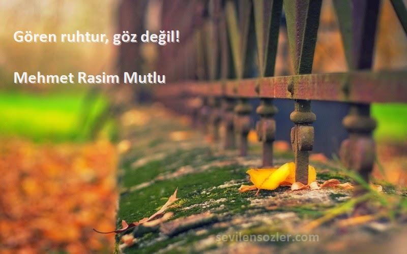 Mehmet Rasim Mutlu Sözleri 
Gören ruhtur, göz değil!