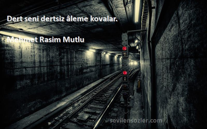 Mehmet Rasim Mutlu Sözleri 
Dert seni dertsiz âleme kovalar.