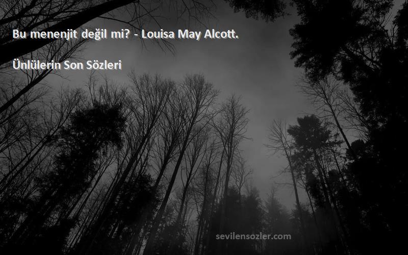 Ünlülerin Son  Sözleri 
Bu menenjit değil mi? - Louisa May Alcott.