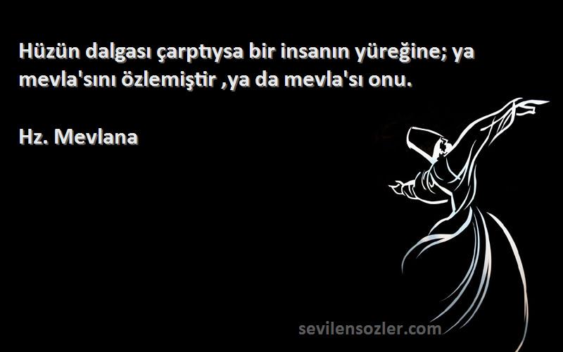 Hz. Mevlana Sözleri 
Hüzün dalgası çarptıysa bir insanın yüreğine; ya mevla'sını özlemiştir ,ya da mevla'sı onu.