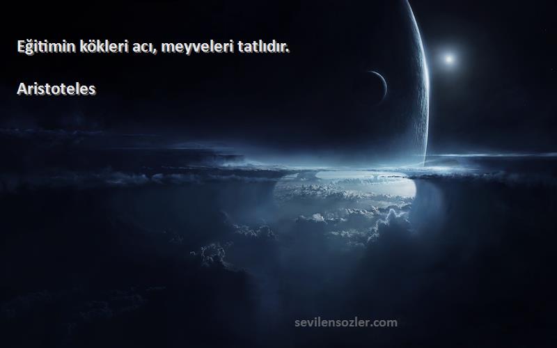 Aristoteles Sözleri 
Eğitimin kökleri acı, meyveleri tatlıdır.