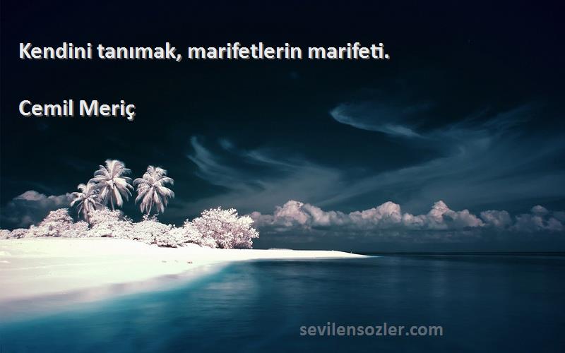 Cemil Meriç Sözleri 
Kendini tanımak, marifetlerin marifeti.