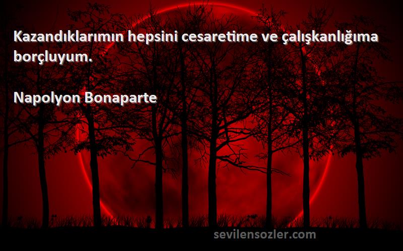 Napolyon Bonaparte Sözleri 
Kazandıklarımın hepsini cesaretime ve çalışkanlığıma borçluyum.