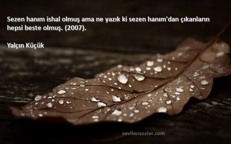 Yalçın Küçük Sözleri 
Sezen hanım ishal olmuş ama ne yazık ki sezen hanım'dan çıkanların hepsi beste olmuş. (2007).