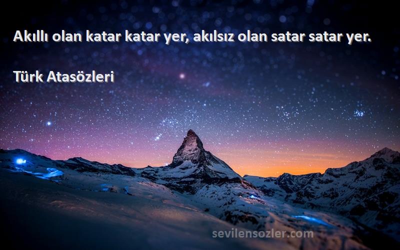 Türk Atasözleri Sözleri 
Akıllı olan katar katar yer, akılsız olan satar satar yer.